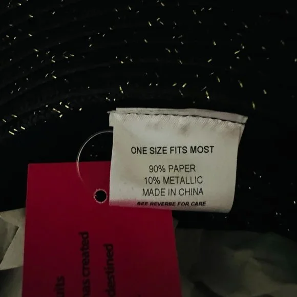 Chi by Carlos Falchi, black floppy wide brim hat - Picture 7 of 12